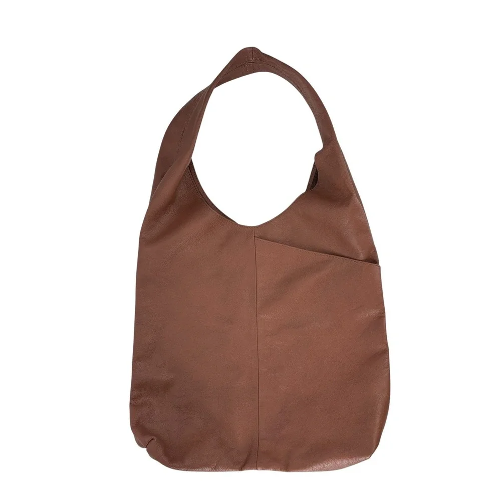 Komal C Leather Hobo Bag Womens Large Caramel Excellent Slouchy Boho Shoulder